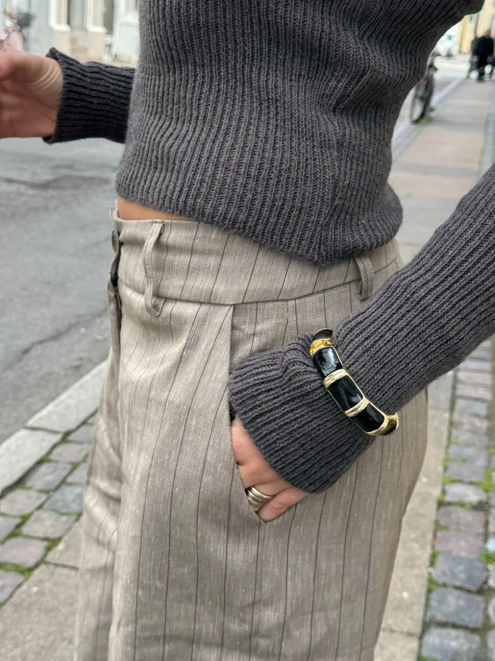 Ebony armbånd med striber - Sort/guld