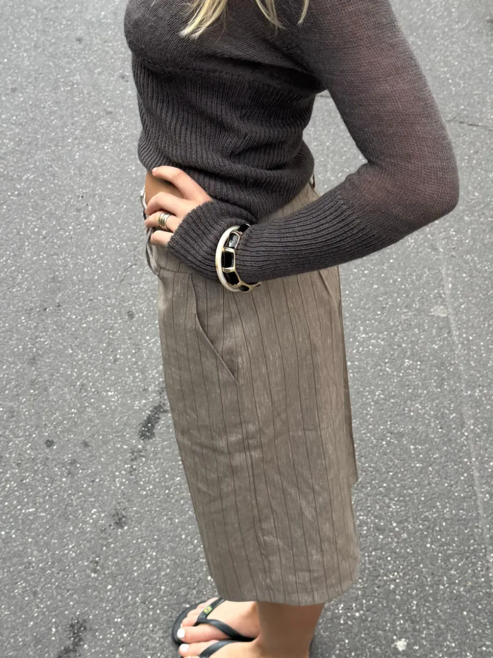 Ebony armbånd med striber - Sort/guld