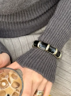 Ebony armbånd med striber - Sort/guld