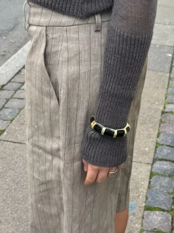 Ebony armbånd med striber - Sort/guld