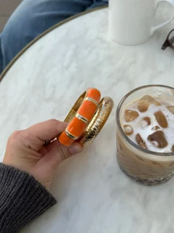Ebony armbånd med striber - Orange/guld