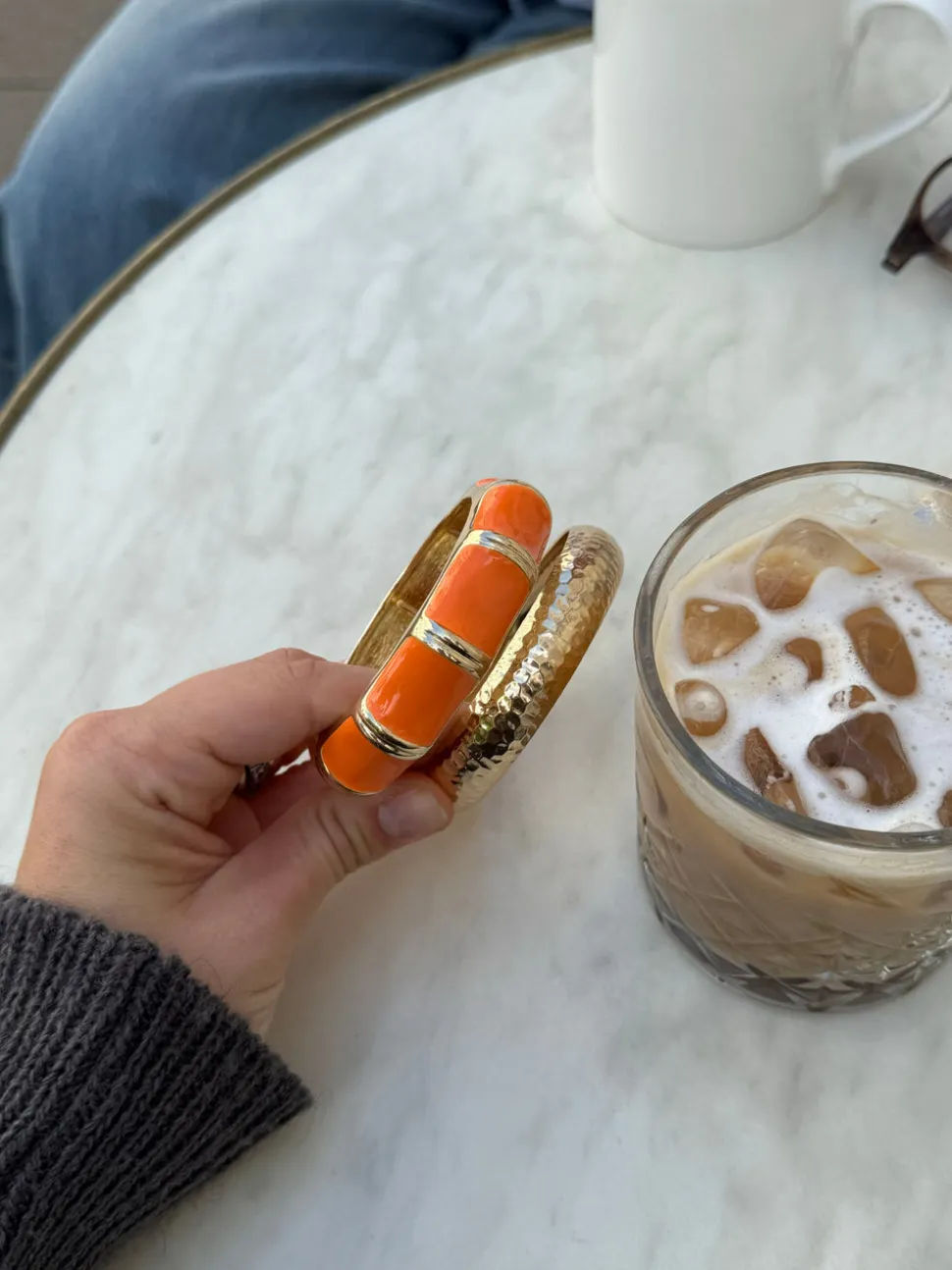 Ebony armbånd med striber - Orange/guld