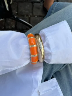 Ebony armbånd med striber - Orange/guld