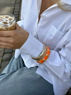 Ebony armbånd med striber - Orange/guld