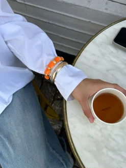 Ebony armbånd med striber - Orange/guld