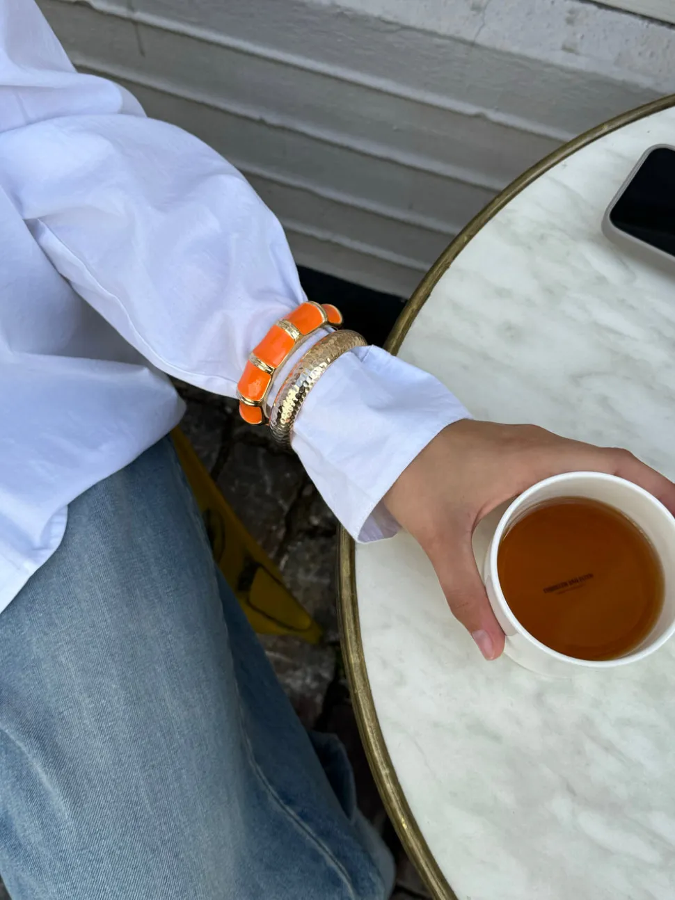 Ebony armbånd med striber - Orange/guld