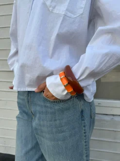 Ebony armbånd med striber - Orange/guld