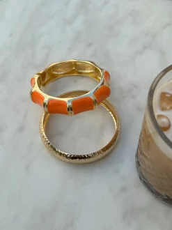 Ebony armbånd med striber - Orange/guld