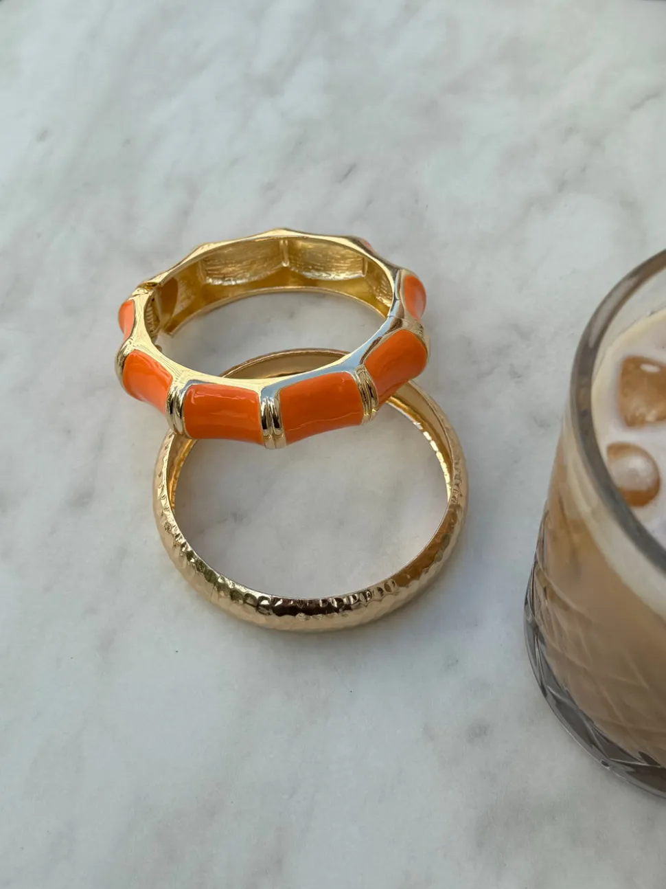 Ebony armbånd med striber - Orange/guld