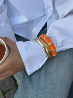 Ebony armbånd med striber - Orange/guld