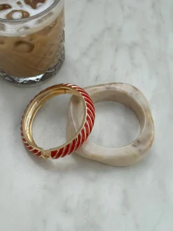 Eivora armbånd med striber - Rød/guld