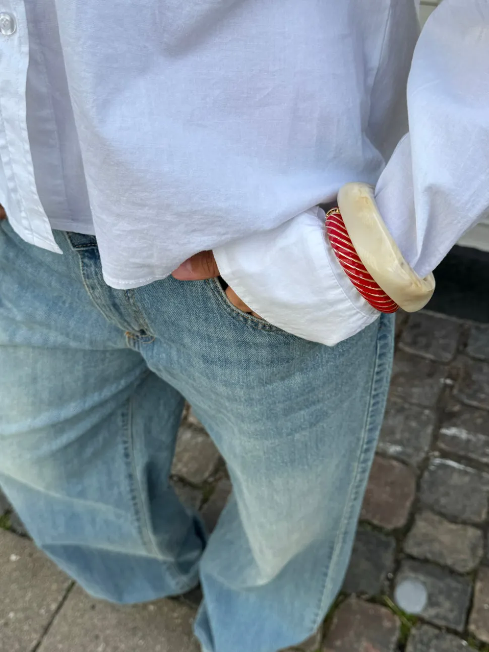 Eivora armbånd med striber - Rød/guld