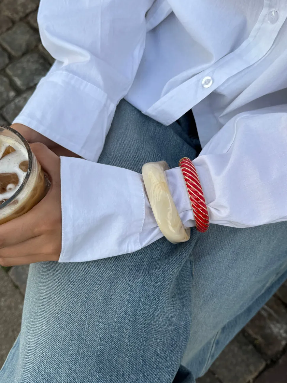 Eivora armbånd med striber - Rød/guld