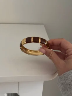 Eivora armbånd med striber - Brun/guld