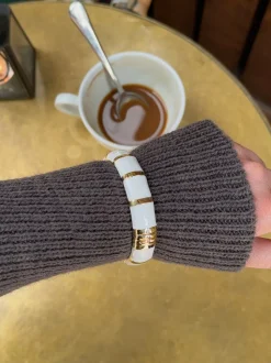 Eivora armbånd med striber - hvid/guld