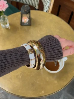 Eivora armbånd med striber - hvid/guld