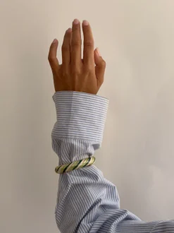 Eivora armbånd med striber - Grøn/hvid/guld
