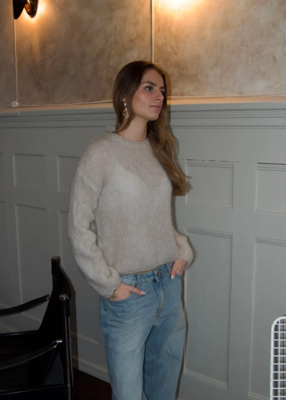 Elara mohair striktrøje - Beige