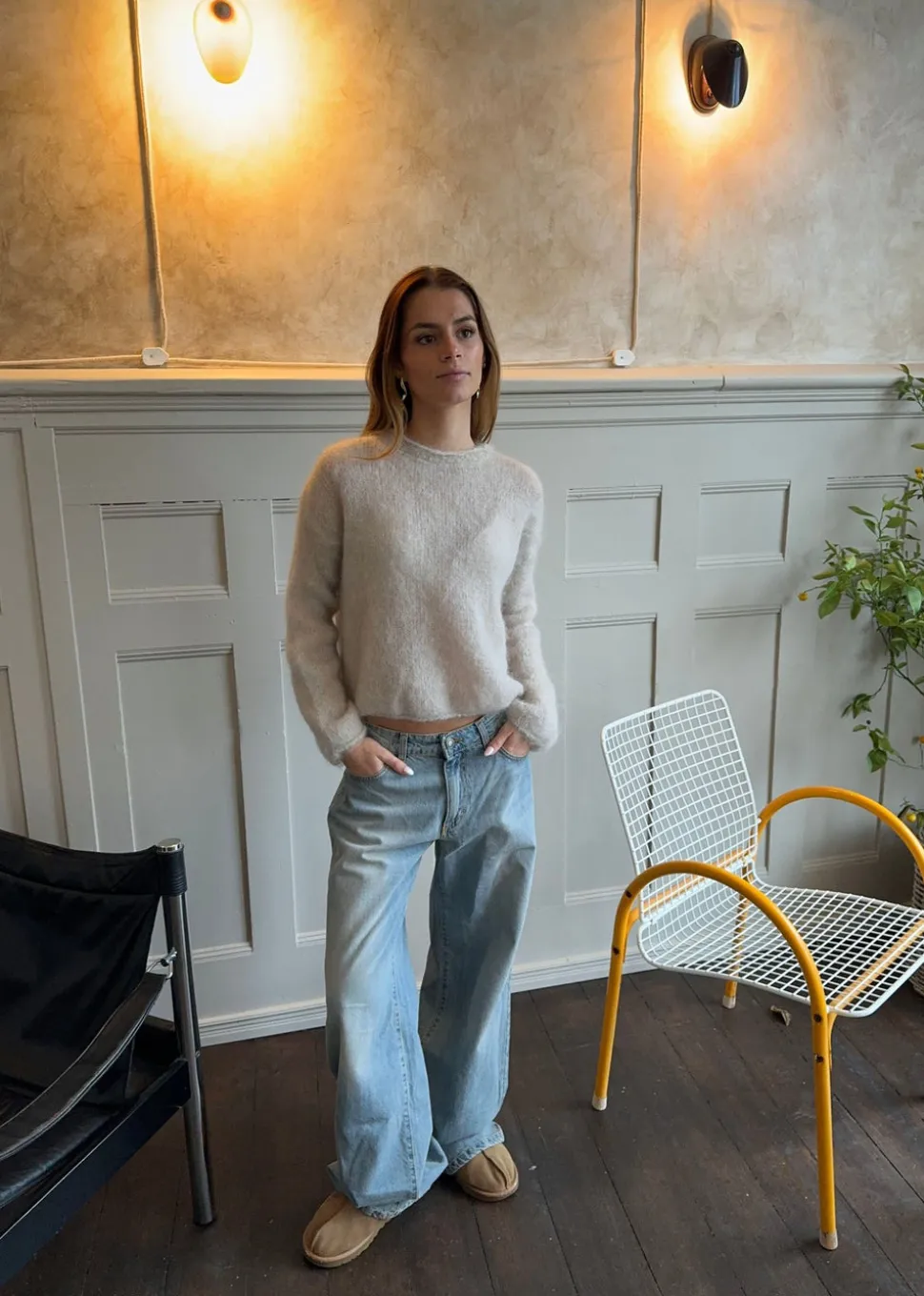 Elara mohair striktrøje - Beige