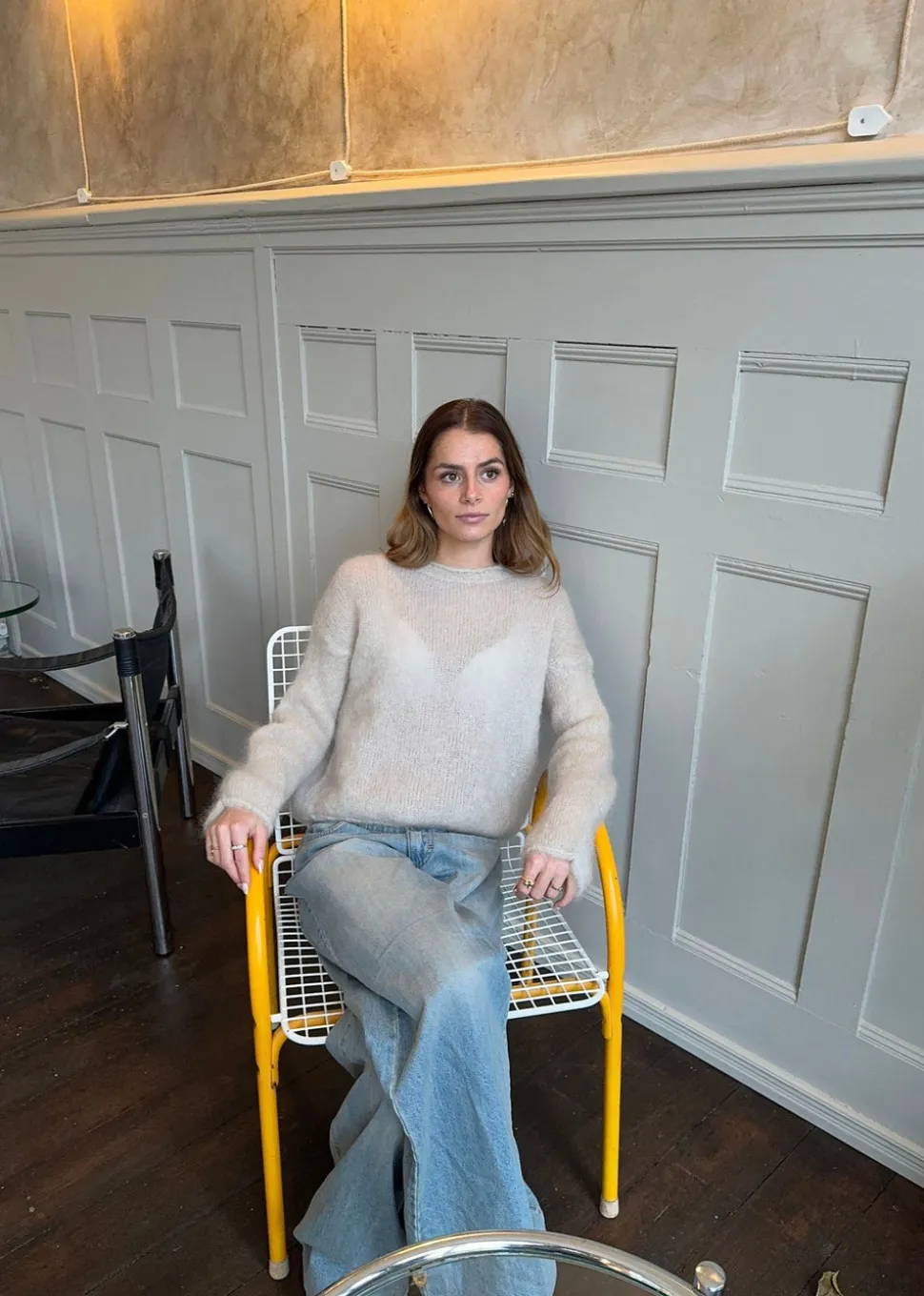 Elara mohair striktrøje - Beige