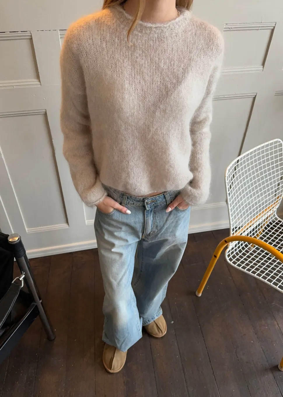Elara mohair striktrøje - Beige