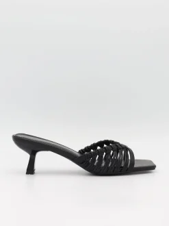 Elba mules med fletdetaljer - Sort