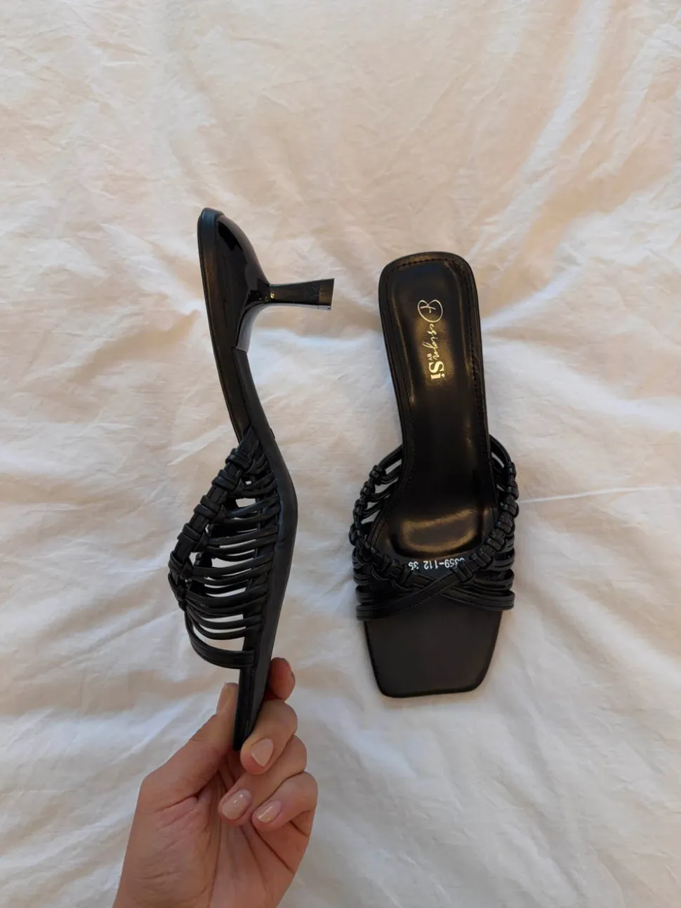Elba mules med fletdetaljer - Sort