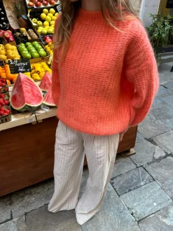 Elina striktrøje - Koral orange