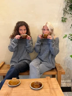 Elinor off shoulder strik - Grå