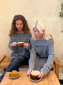 Elinor off shoulder strik - Grå