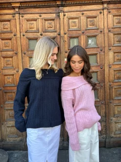 Elinor off shoulder strik - Lyserød