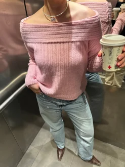 Elinor off shoulder strik - Lyserød