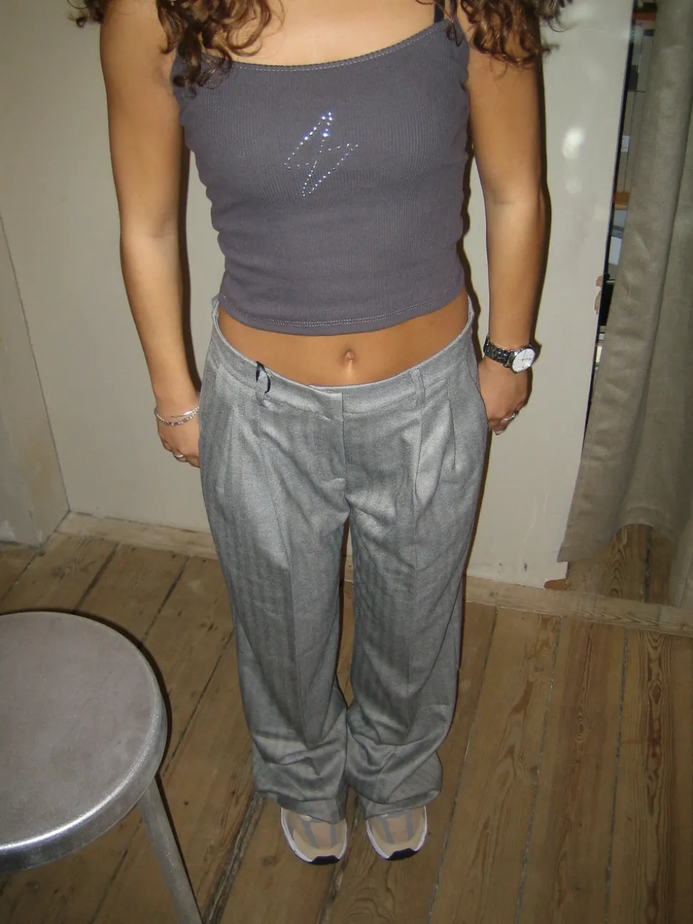 Ellen herringbone bukser - Grå