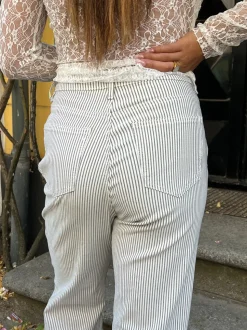 Elsa stribede jeans - Hvid