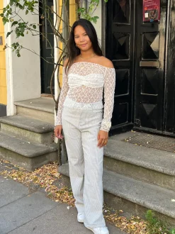 Elsa stribede jeans - Hvid