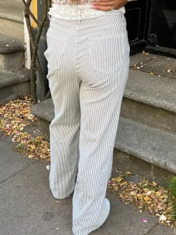 Elsa stribede jeans - Hvid