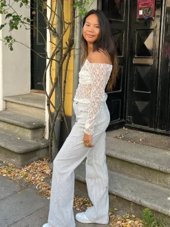Elsa stribede jeans - Hvid