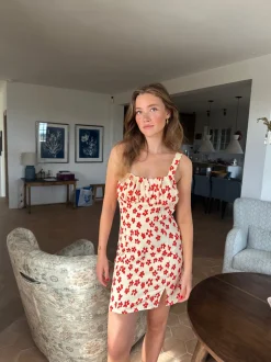 Elvalina kjole med blomster - Gul/rød