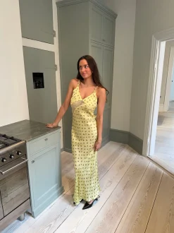 Emily maxikjole med blomster - Gul