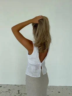 Emina hørtop - Hvid