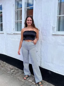 Emma stribede cowboy bukser - blå/hvid