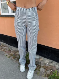 Emma stribede cowboy bukser - blå/hvid