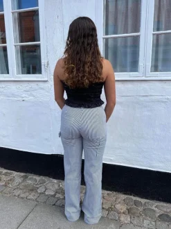 Emma stribede cowboy bukser - blå/hvid