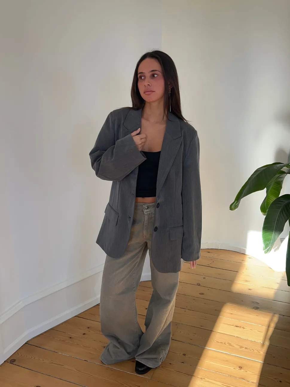Epsilia oversized blazer - Grå