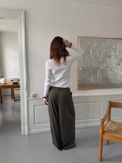 Erasmus bukser med asymmetrisk detalje - Kaki