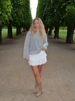 Erla nederdel med blonder - Hvid