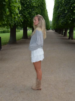 Erla nederdel med blonder - Hvid