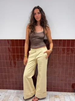 Esmaralda top med polkaprikker - Brun/beige