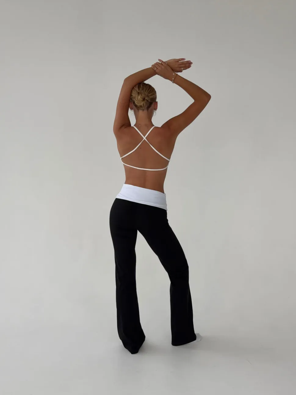 Essential folded yoga pants - Jet black/cloud