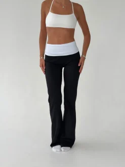 Essential folded yoga pants - Jet black/cloud
